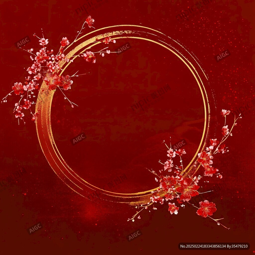红色梅花边框纹理