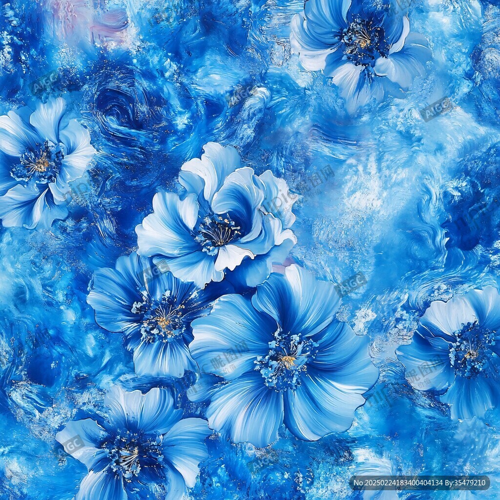蓝色绚丽花朵