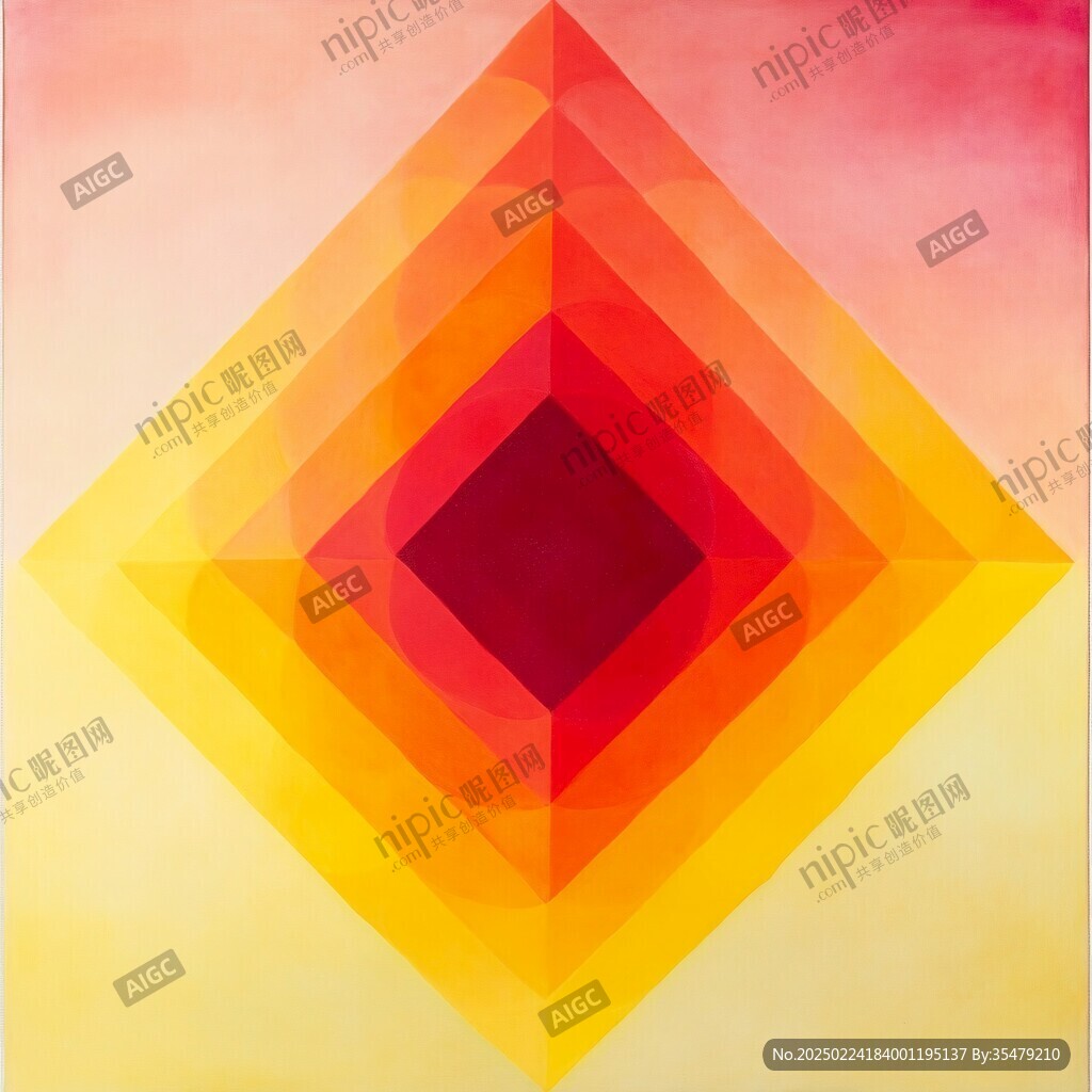 橘色立体几何画