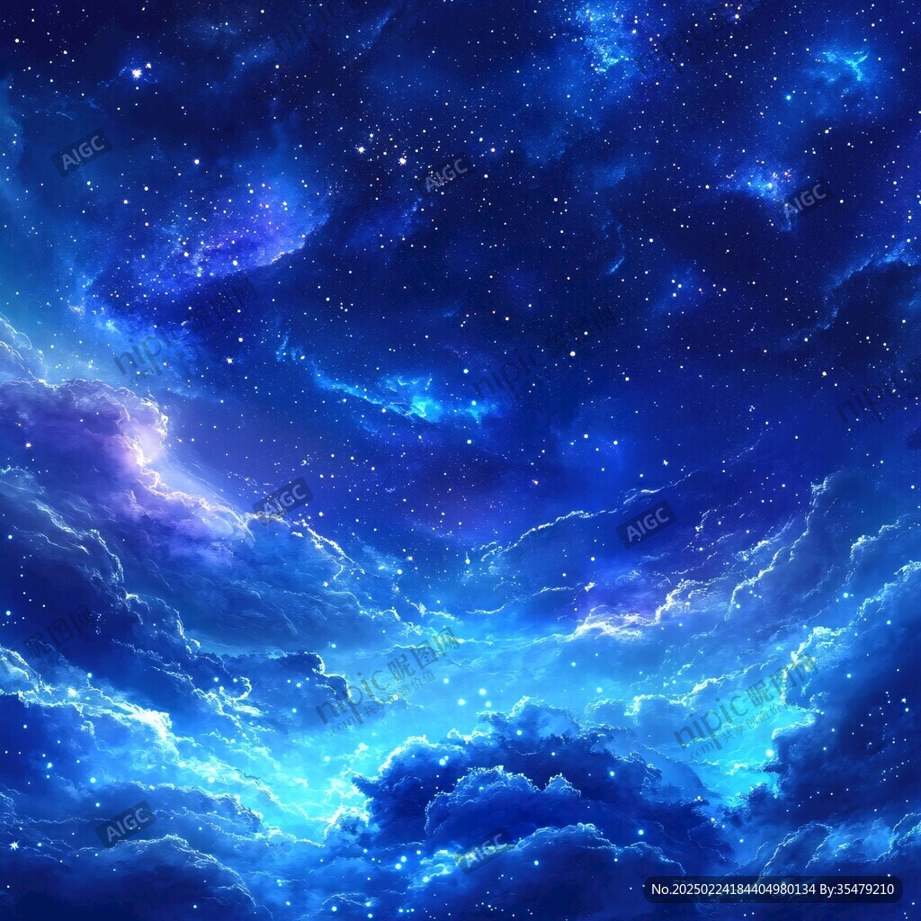 夜晚云彩星星