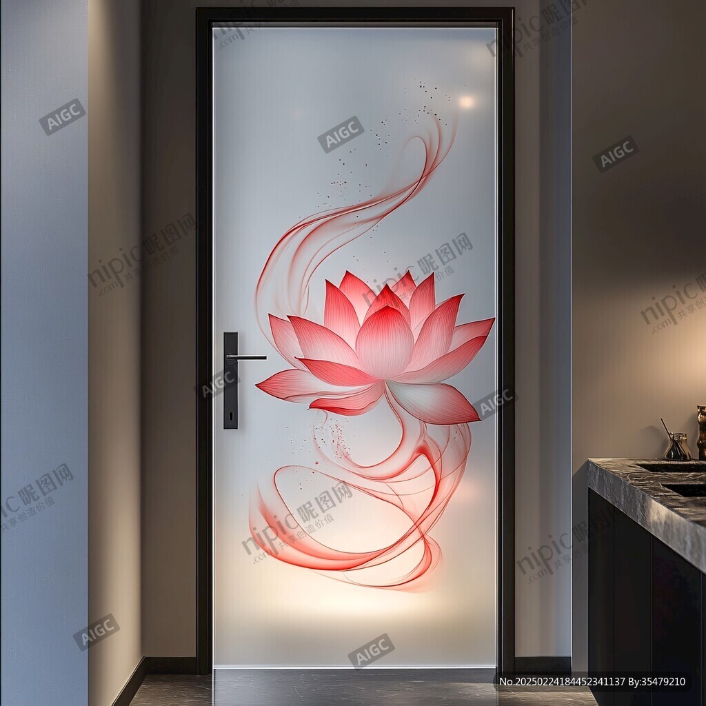 推拉门荷花