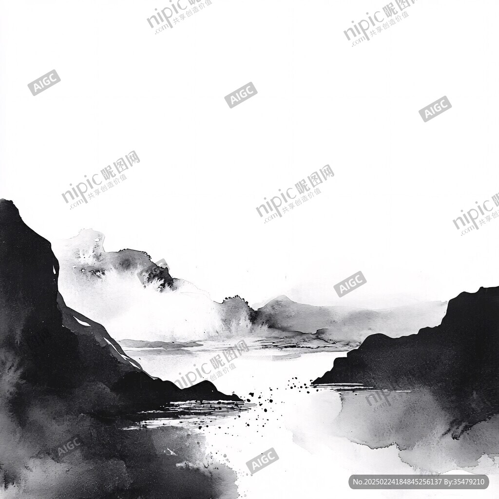 水墨纹水墨山