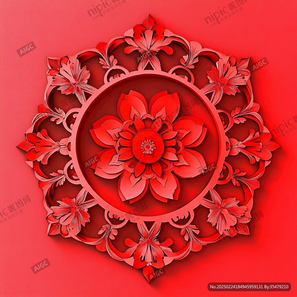 红色立体质感花纹