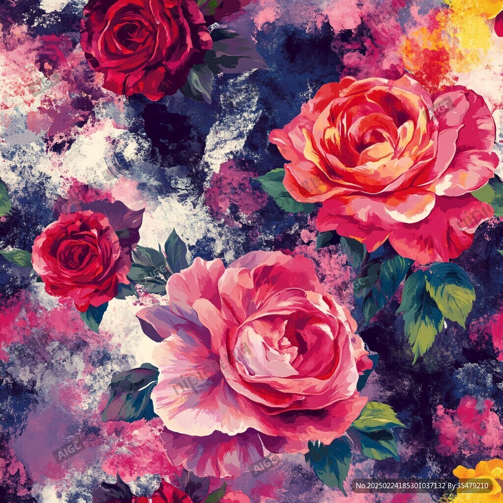喷绘花牡丹花