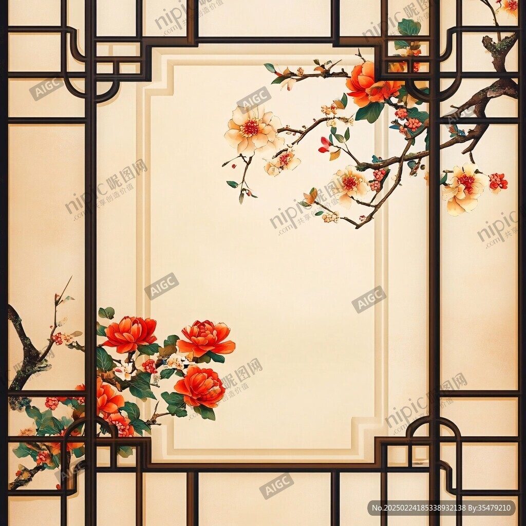 古风花卉画框