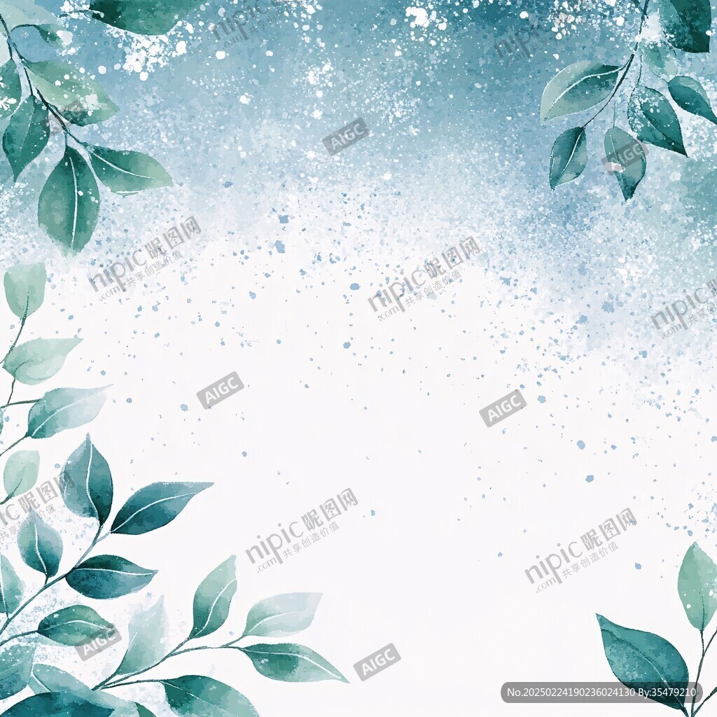 蓝绿色梦幻森系背景图