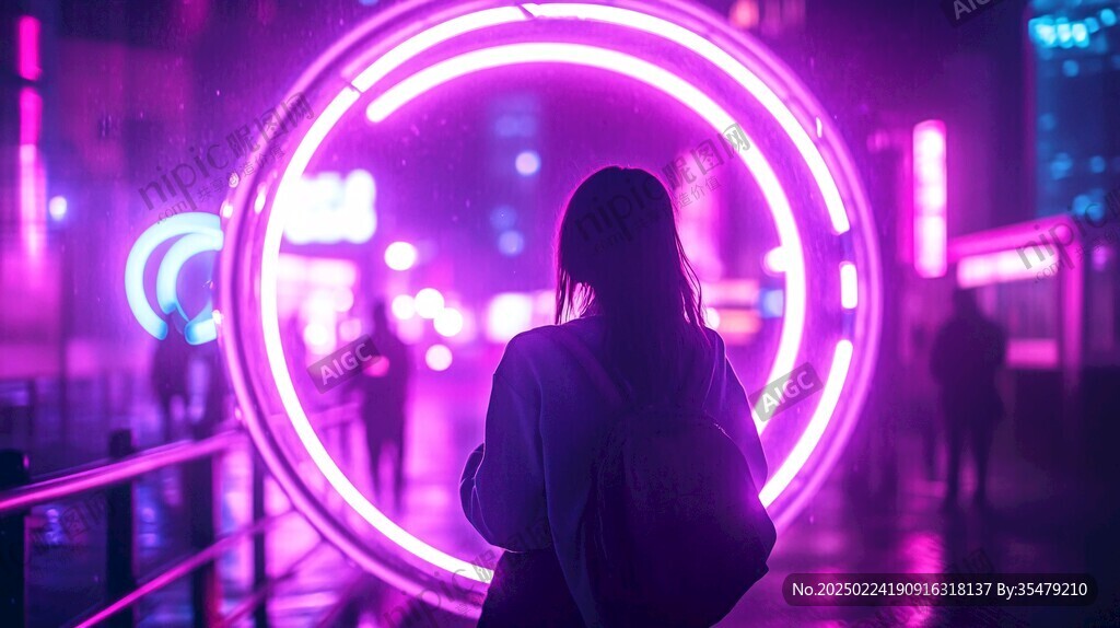 霓虹灯拍照