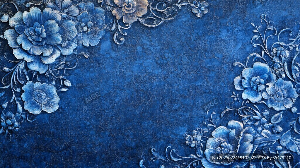 蓝色花卉壁纸