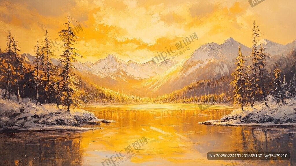 暖调山水风景