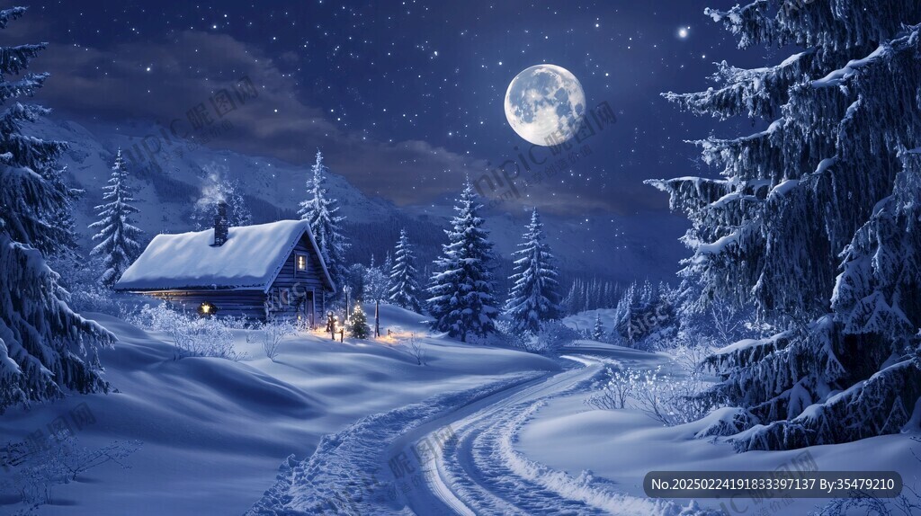 高清唯美雪夜