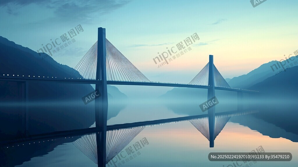 云雾缭绕大桥