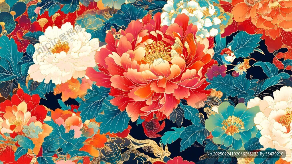 牡丹文创插画