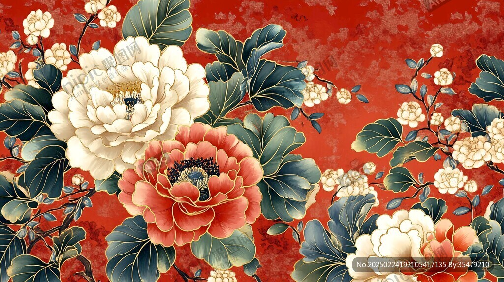 新中式牡丹花