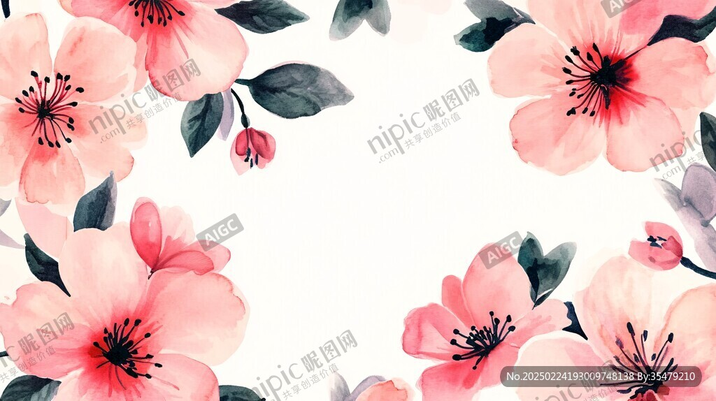 花瓣手绘桃花