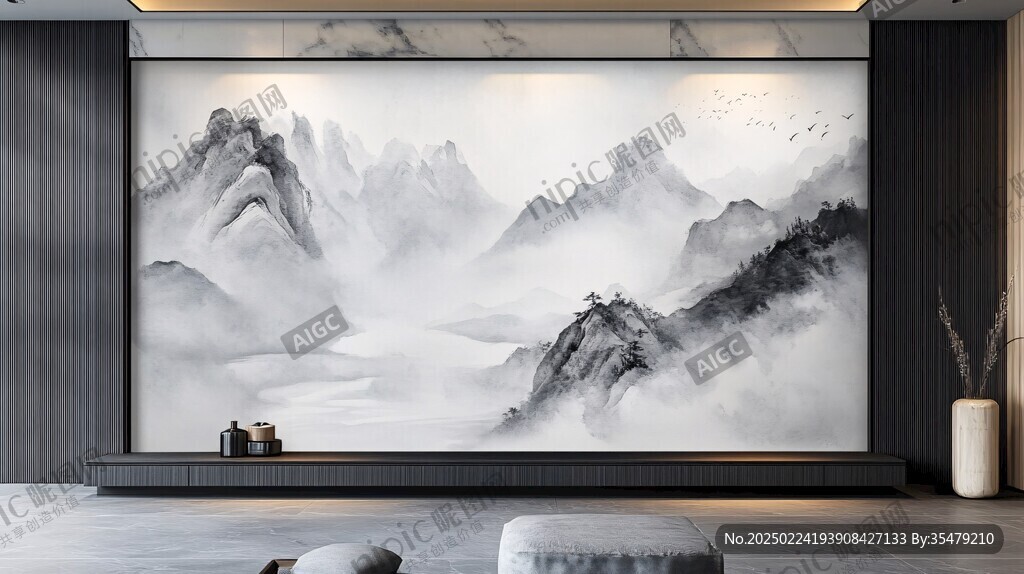 岩板山水画