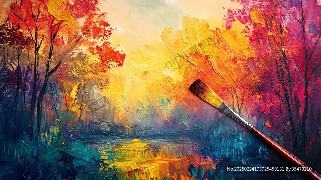 秋景美术绘画