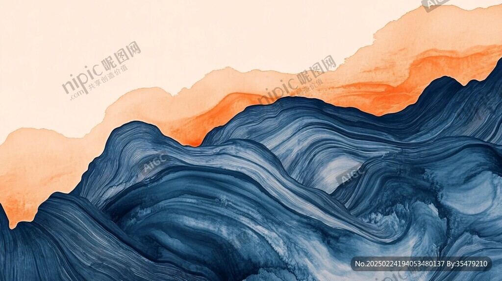 抽像艺术意境山水线条