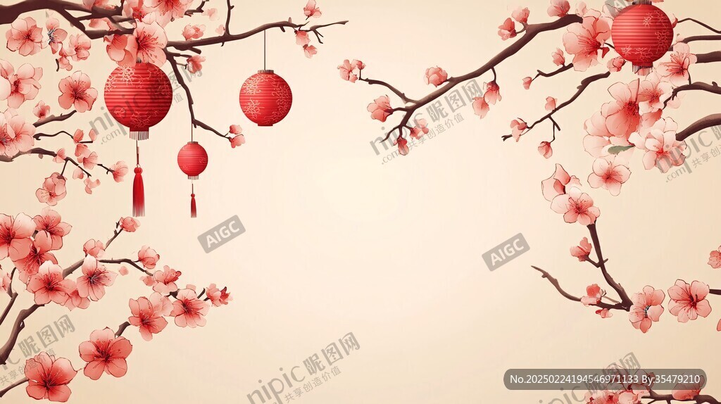 灯笼梅花背景图