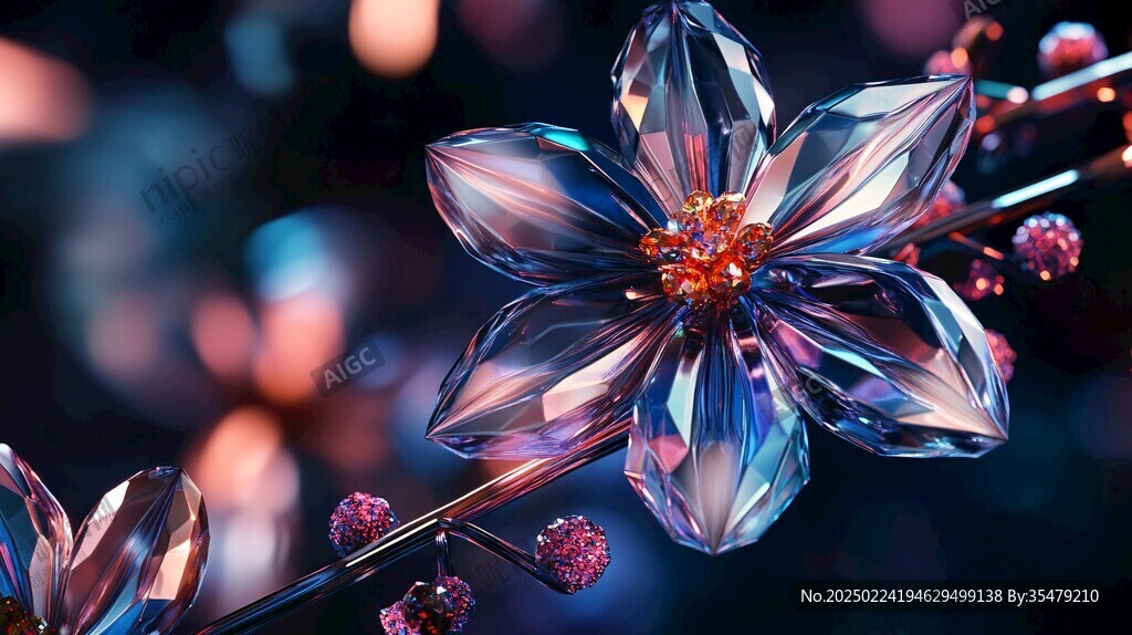 炫彩绽放水晶花朵