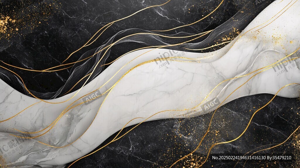 抽象金色线条大理石纹