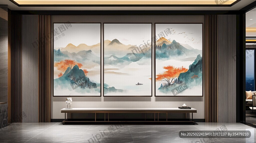 轻奢山水壁画