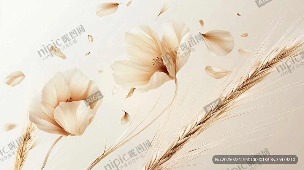 高精手绘黄金拉丝花卉