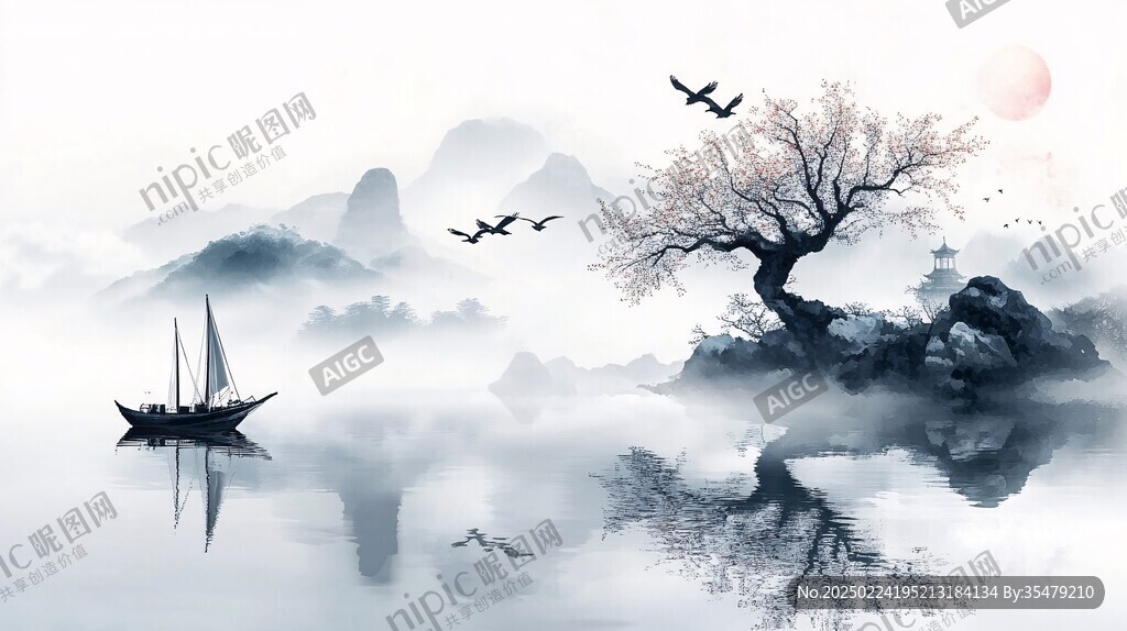 新中式禅意山水船
