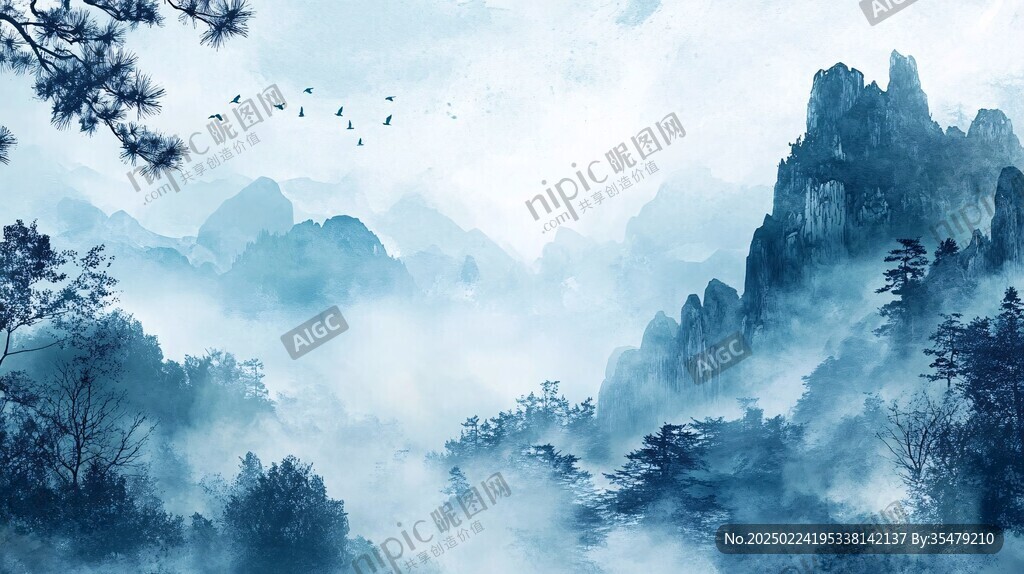 山水画合成图