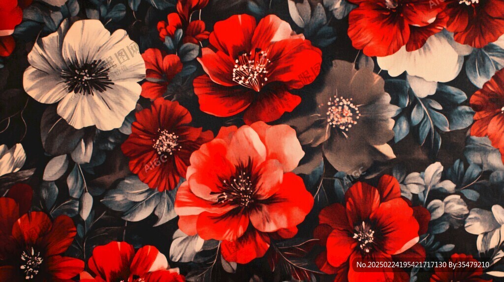 红色鲜花壁画