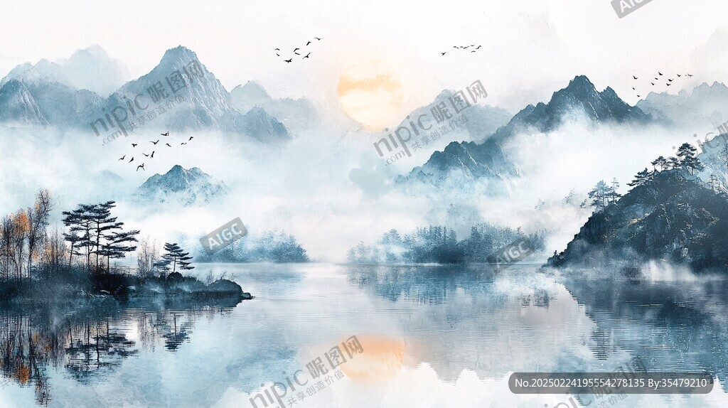 宽幅意境山水画