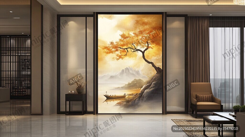 端景背景墙壁画