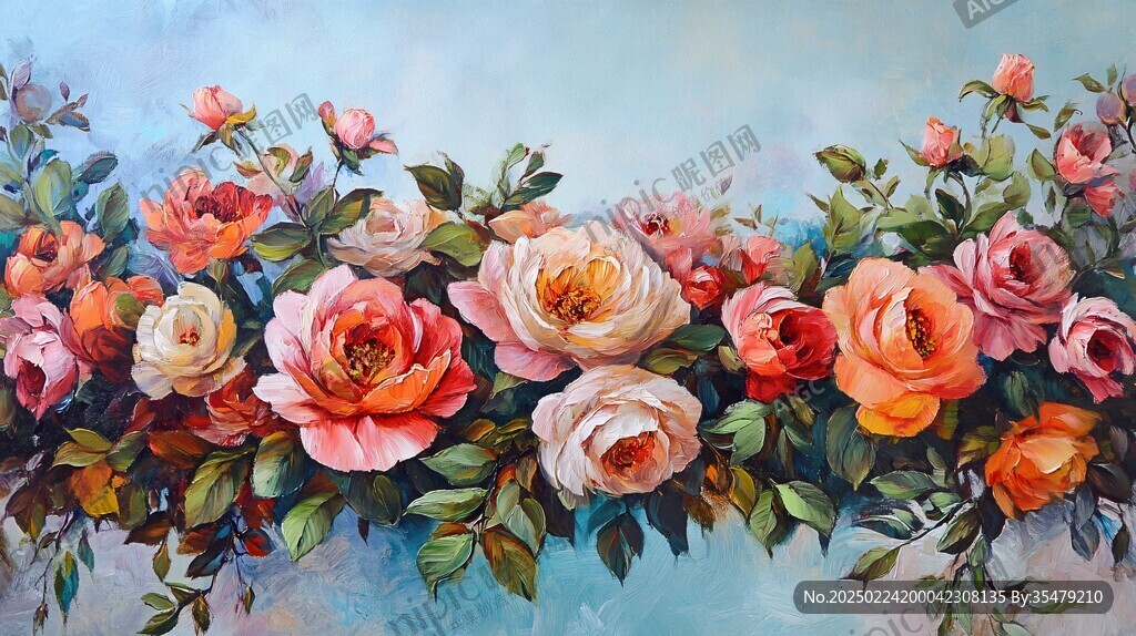 玫瑰油画玫瑰花卉
