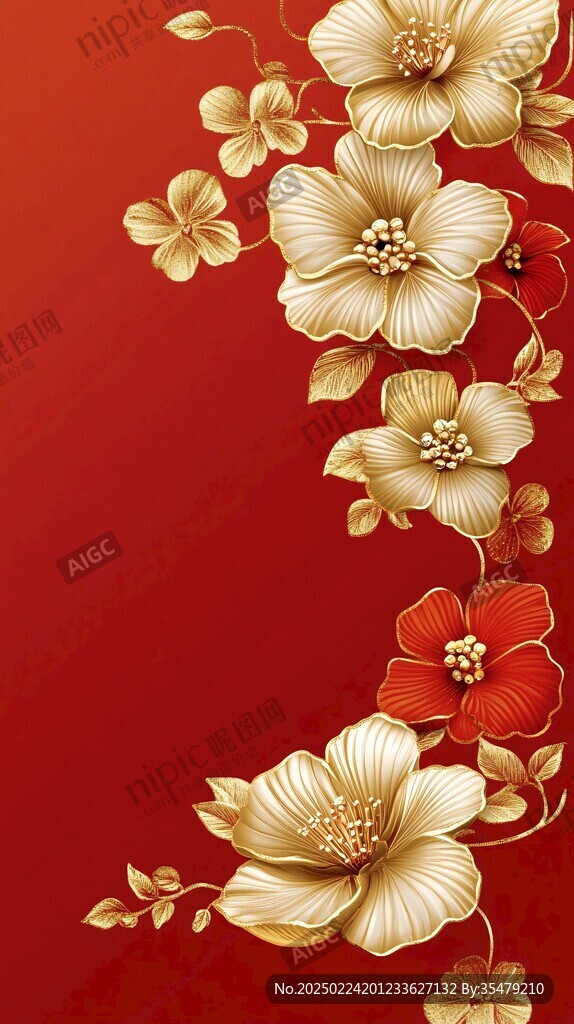 简红大气花朵
