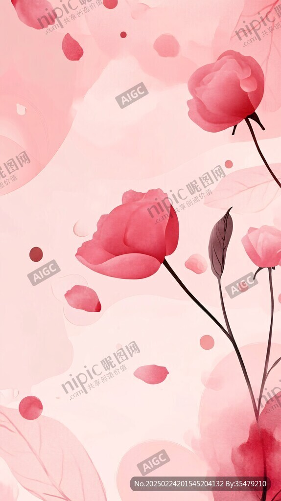 玫瑰红少女感梦幻背景