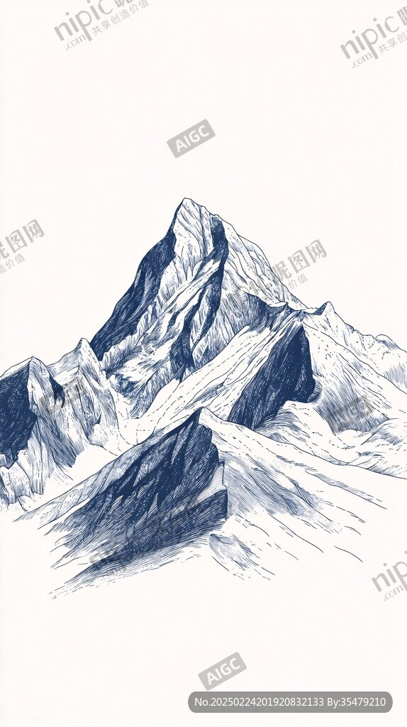 雪山线稿