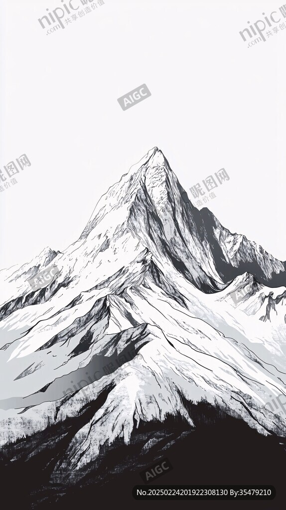 雪山插画印花图案