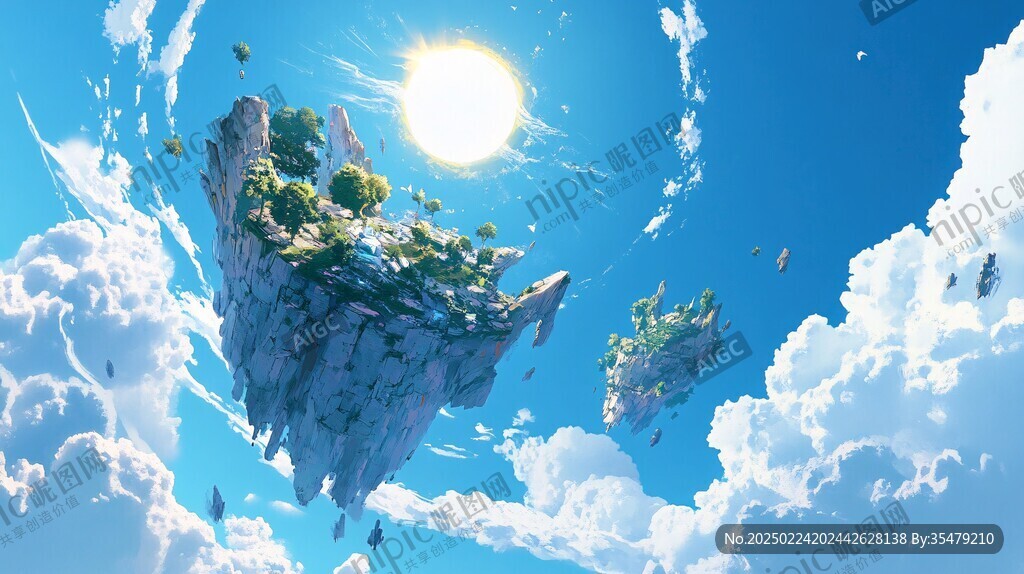 3d云海悬浮小岛