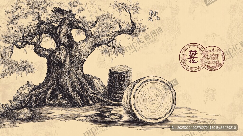 古树茶插画
