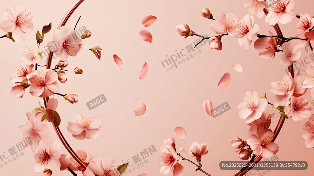 新中式桃花壁画