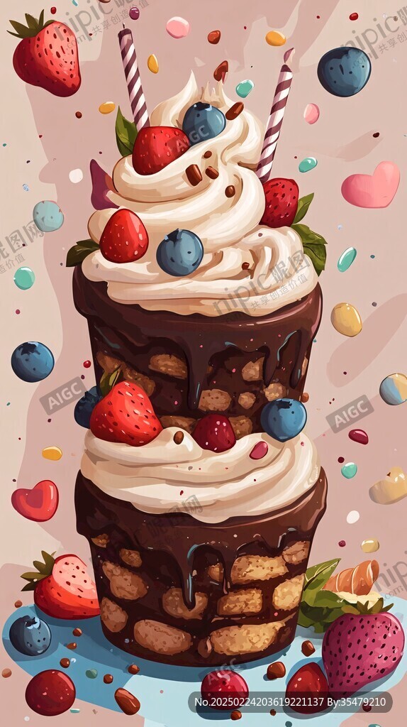 甜品创意插画