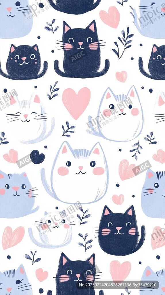卡通猫咪图案背景
