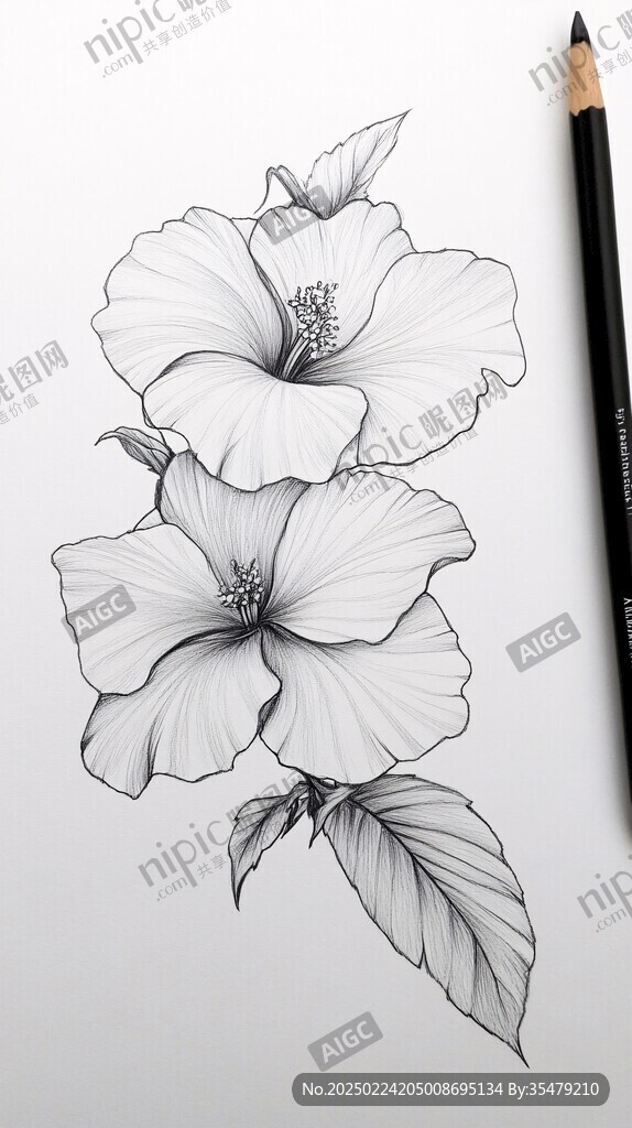 手绘扶桑花