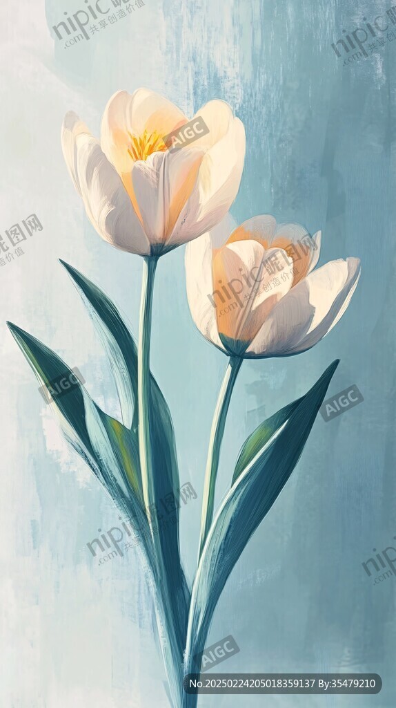 彩绘唯美郁金香挂画