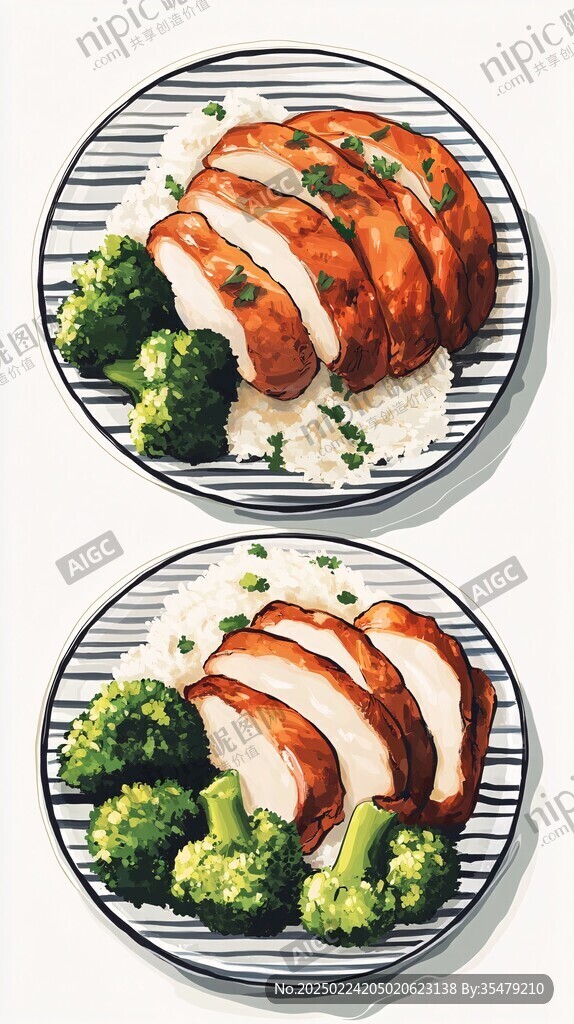 鸡排饭插画