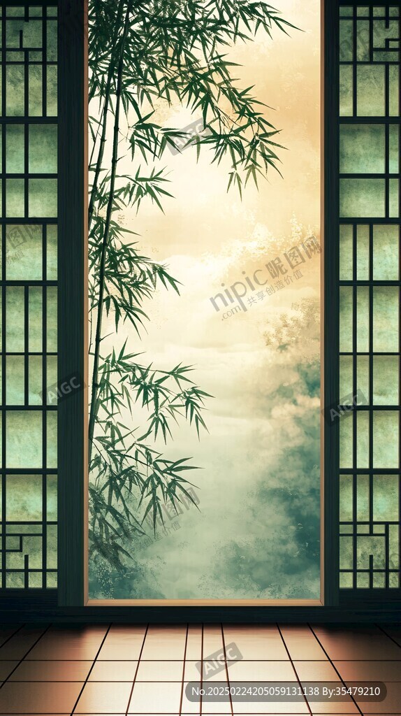 窗外的竹林背景