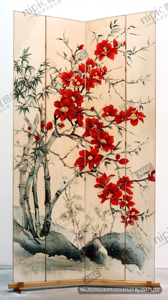 广绣屏风