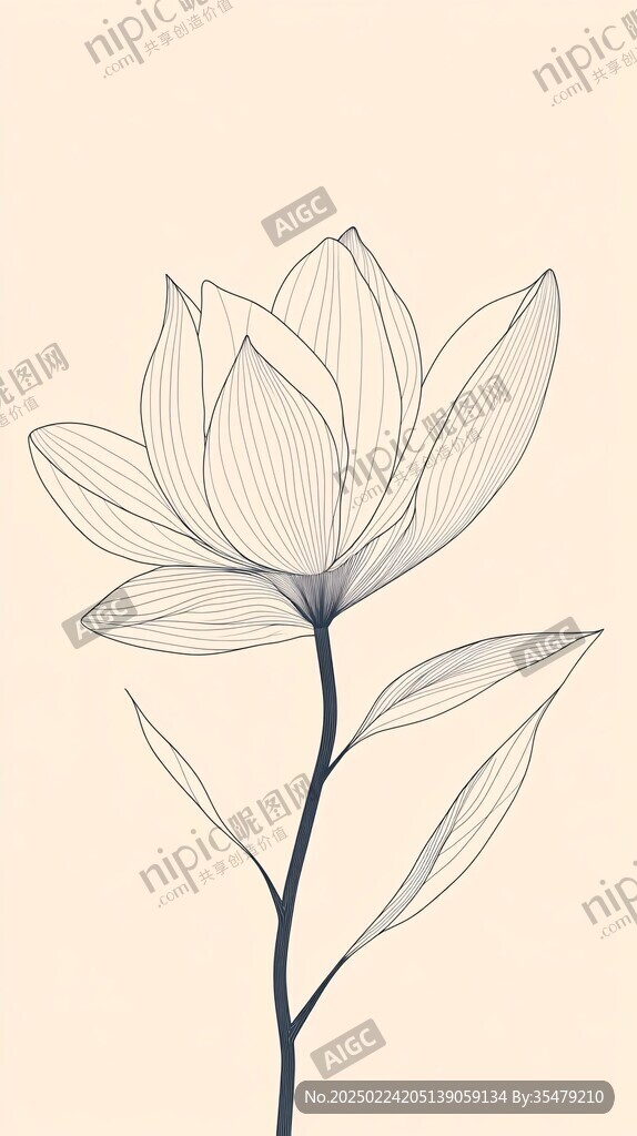 简约线描花