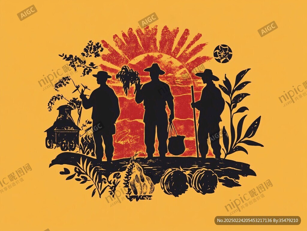农民插画标志
