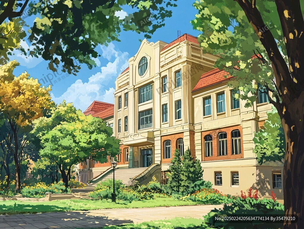 唯美校园插画