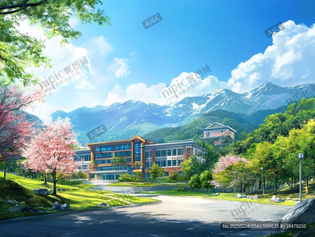 唯美校园插画